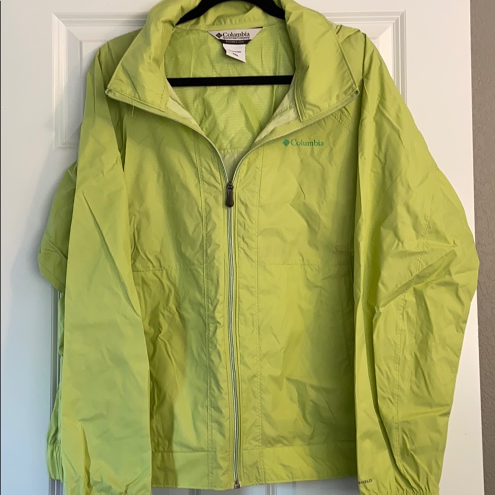 Lime green Columbia windbreaker
